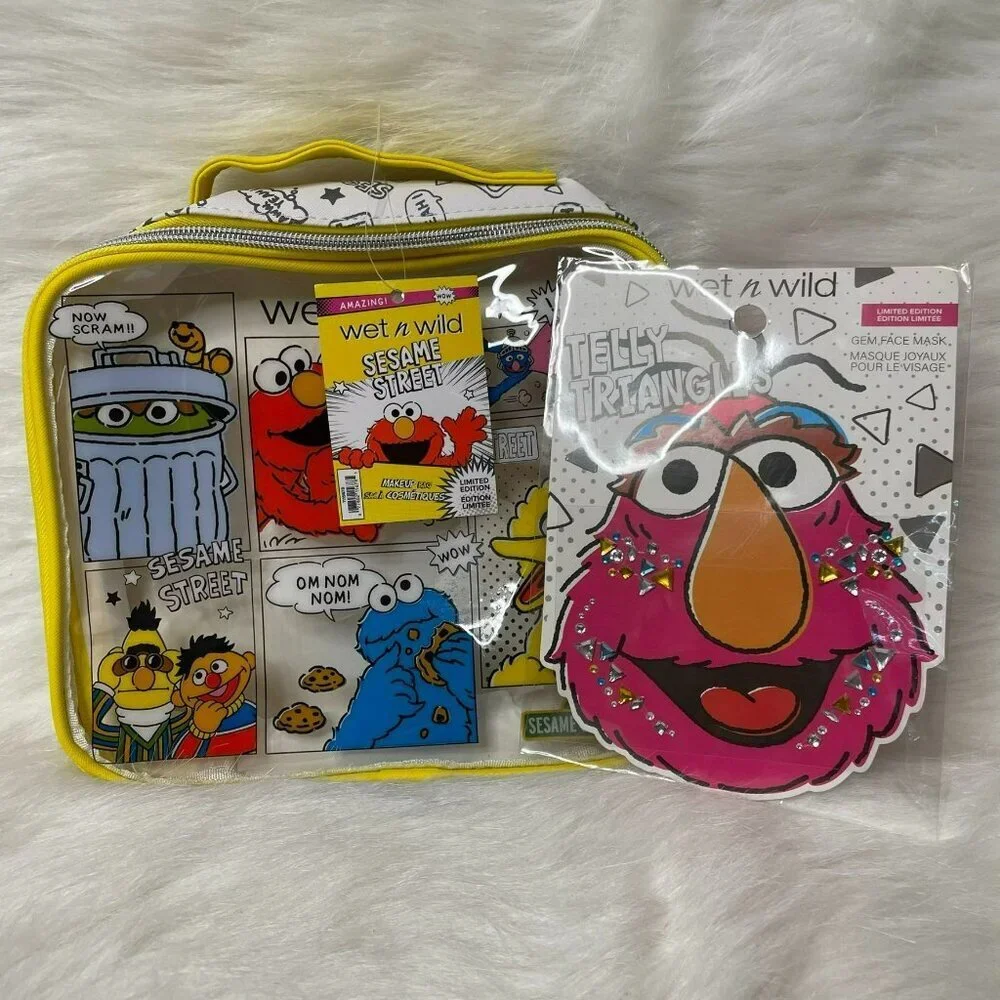 Sesame Street Makeup Bag & Telly Gem Face Mask Bundle NWT